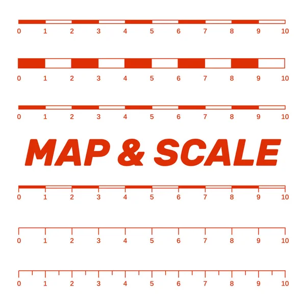 Escala Gráficos Mapas Para Medir Distancias Escala Medida Mapa Vector — Archivo Imágenes Vectoriales