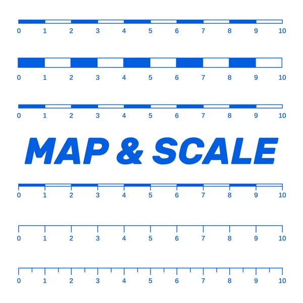 Map scales graphics for measuring distances. Scale measure map vector