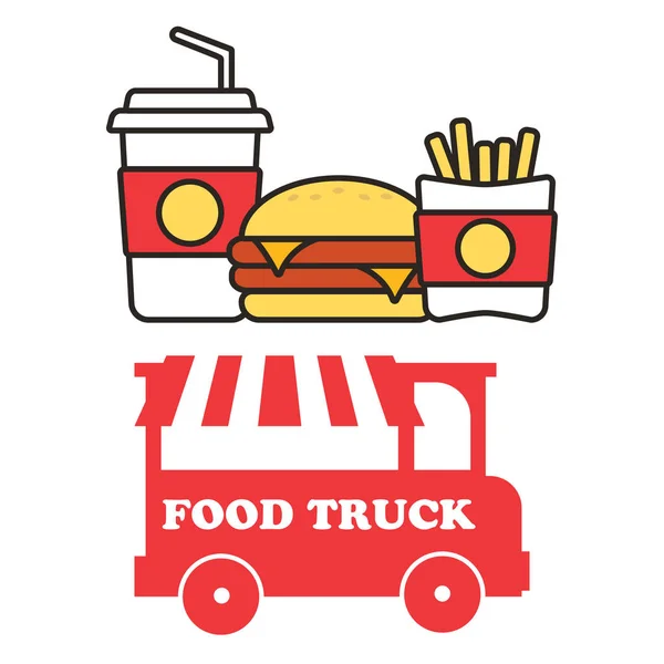 Snacks de comida rápida y bebidas iconos de vectores planos. Iconos de comida rápida. S — Archivo Imágenes Vectoriales