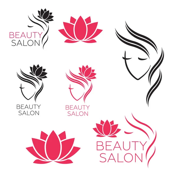 Schöne Frau Vektor-Logo-Vorlage für Friseursalon, Schönheitssalon — Stockvektor