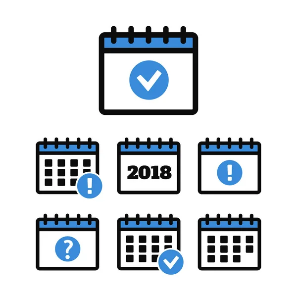 Icônes de calendrier vectoriel. Événement ajouter supprimer progrès — Image vectorielle