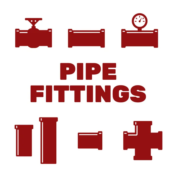 Pipe fittings vector icons set. Buis industrie, bouw pijp — Stockvector