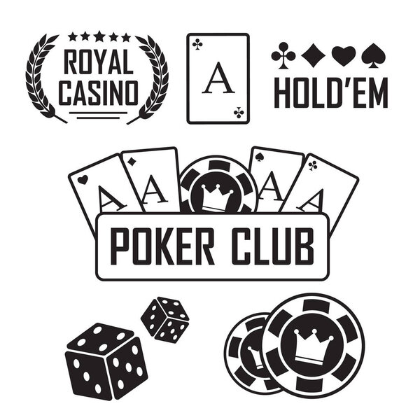 Lucky seven jackpot. Casino vector sign set