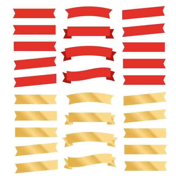 Rubans vectoriels plats bannières isolées. Bannières rubans — Image vectorielle