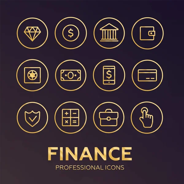 Financia iconos delgados. Finanzas iconos línea estilo vector — Vector de stock