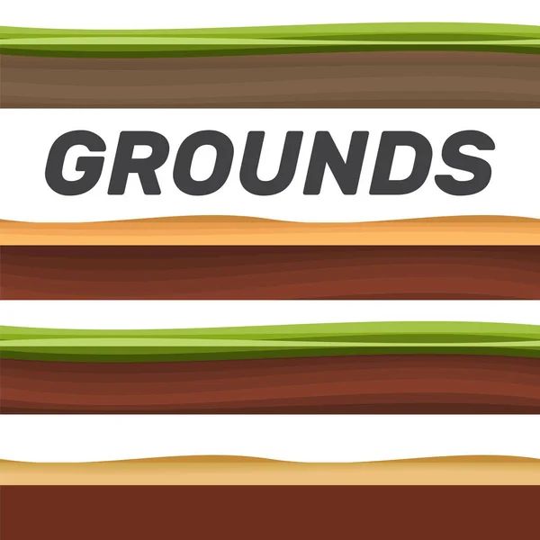 Terrenos sin costura, suelo y hierba para la ilustración de un juego ui s — Vector de stock