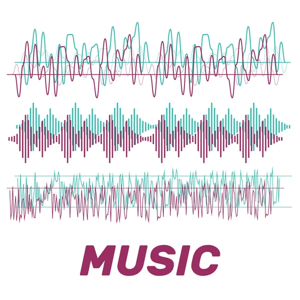 Ses dalgaları vektörü. Ses dalgaları düz bir şekilde işaret ve sembol verir — Stok Vektör