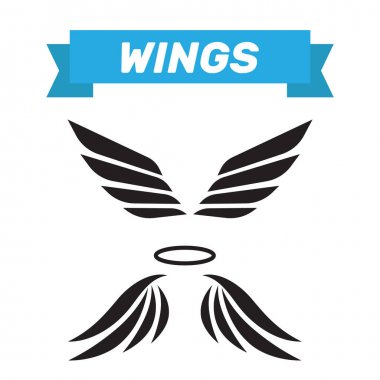 Kartal kanatları vektör. İzole Melek kanatları. Sanat kuş kanatları karikatür