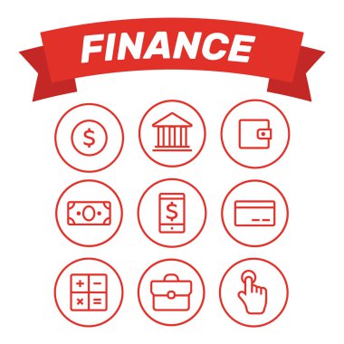 Finans ince simgeler. Finans simgeler çizgi stil vektör