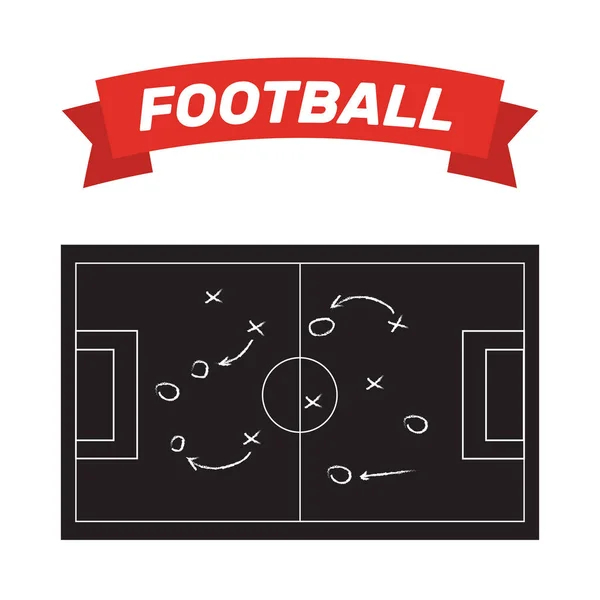 Σχέδιο παιχνίδι στρατηγικής ποδόσφαιρο ή το ποδόσφαιρο που απομονώνονται σε εξυπνάδα Μαυροπίνακας — Διανυσματικό Αρχείο