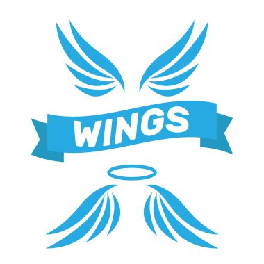 Melek vektör kanatları. Kuş kanatları sanat. Karikatür kroki melek kanadı