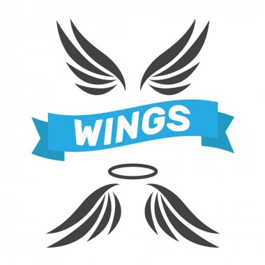 Melek vektör kanatları. Kuş kanatları sanat. Karikatür kroki melek kanadı