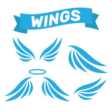 Kartal kanatları vektör. İzole Melek kanatları. Sanat kuş kanatları karikatür