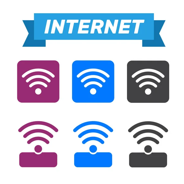 Ikony sieci bezprzewodowej i wifi. Ikona sieci bezprzewodowej wifi sieci Symbol. Drutu — Wektor stockowy