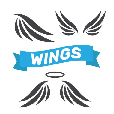 Kartal kanatları vektör. İzole Melek kanatları. Sanat kuş kanatları karikatür