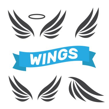 Kartal kanatları vektör. İzole Melek kanatları. Sanat kuş kanatları karikatür