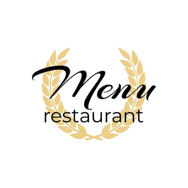 Yemek menü logo. Logo menü restoran ya da kafe. Akşam yemeği simgesi vec