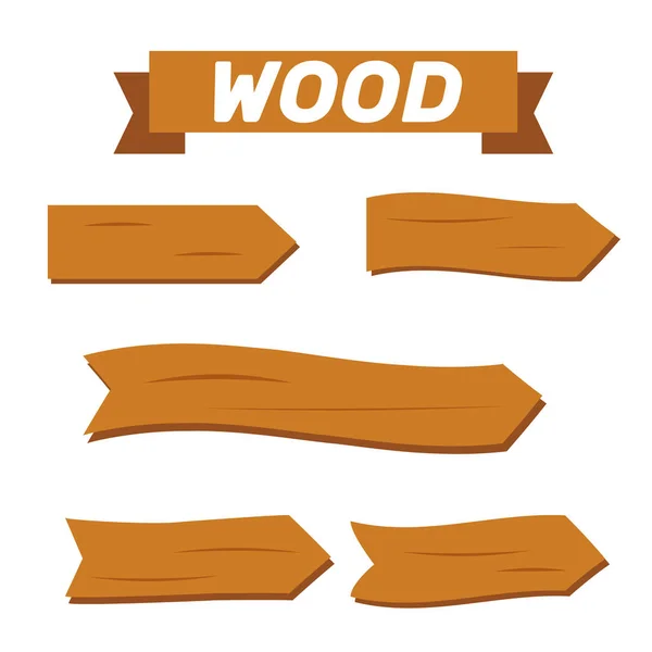 Conjunto de tábuas de madeira. Banner madeira cartoon vetor sinais. Flechas de madeira — Vetor de Stock