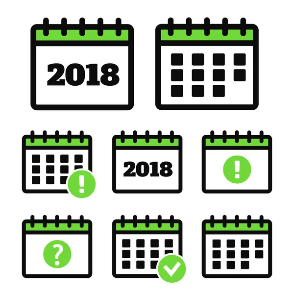 Vector kalender iconen. Event toevoegen verwijderen vooruitgang vector pictogrammen — Stockvector