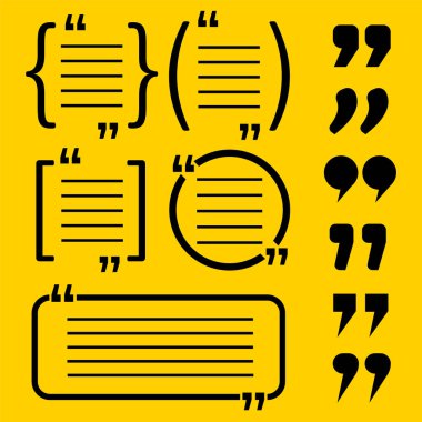 Tırnak işaretleri. Tırnak içinde çerçeve. Alıntı vektörü yorumu