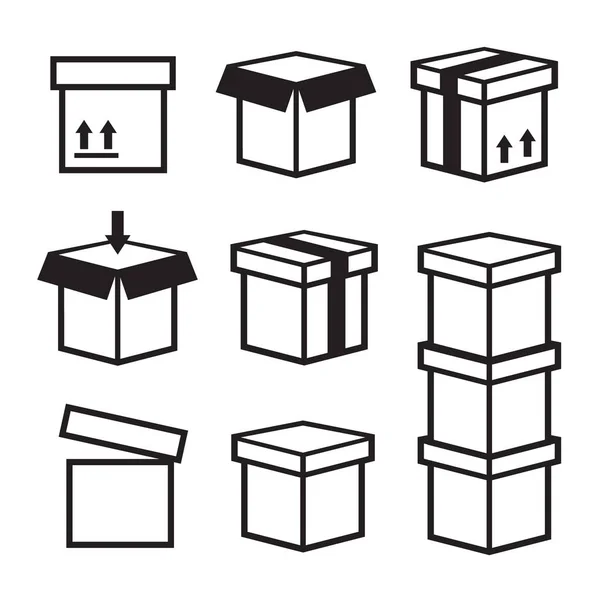 선 상자 벡터 아이콘입니다. 아이콘, 패키지 상자, 컨테이너 선형 상자, 포장 및 배달 — 스톡 벡터