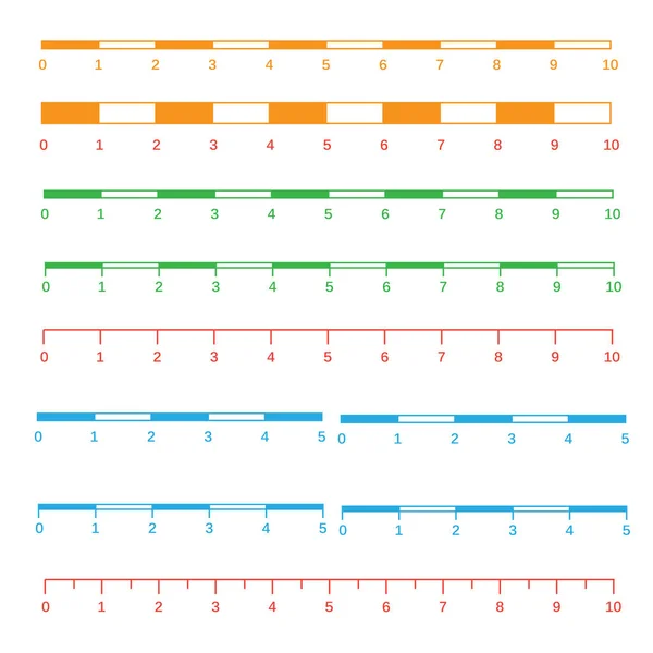 Escala gráficos de mapas para medir distancias. Escala medida mapa vector. Latitud y distancia de longitud — Vector de stock