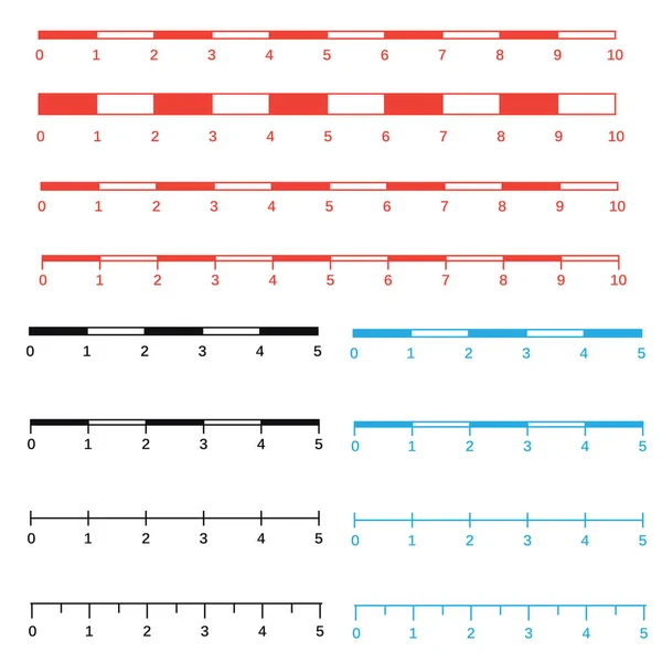 Escala gráficos de mapas para medir distancias. Escala medida mapa vector. Latitud y distancia de longitud — Vector de stock