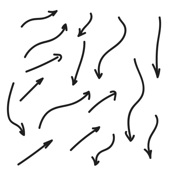 Mano Dibujado Flechas Vector Arrow Doodle Set — Vector de stock