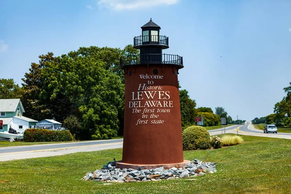 Bienvenido al letrero del faro Lewes — Foto de Stock