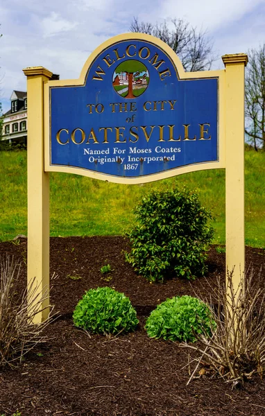 Coatesville Eua Maio 2020 Sinal Boas Vindas Cidade Coatesville — Fotografia de Stock