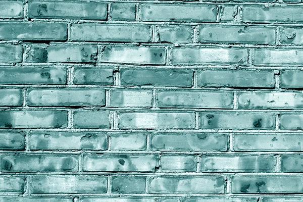 Grungy cyan toned brick house wall. — Stock Photo, Image