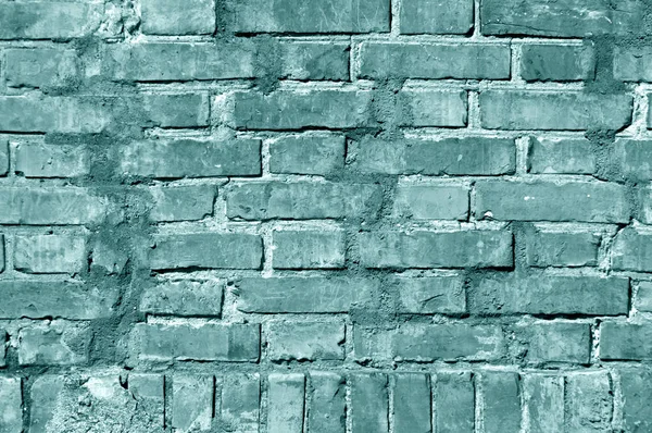 지저분한 청록색 톤 벽돌 벽 텍스처. — 스톡 사진