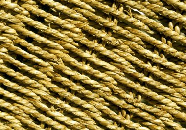 Sarı hasır sepet örgülü doku.