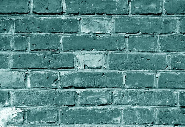 Weathered cyan toned  brick wall texture. — Stock Photo, Image