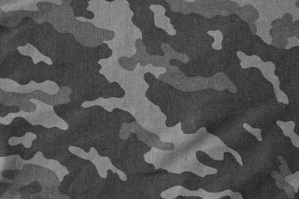 Textile camouflage uniform background pattern in black and white — Stock Photo, Image