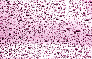 Araba penceresinde pembe tonda yağmur damlaları.
