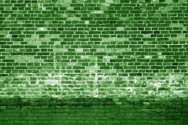 Weathered brick wall background in green tone. — Stock Photo, Image