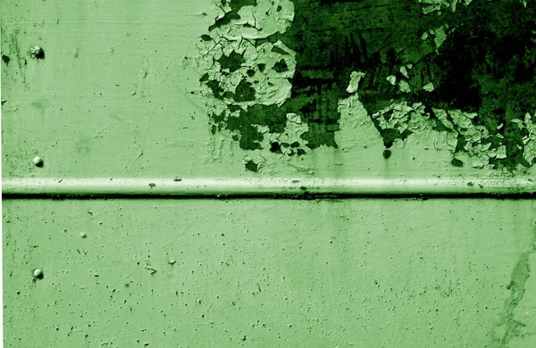 Rostige Metallwandtextur in grünem Ton. — Stockfoto