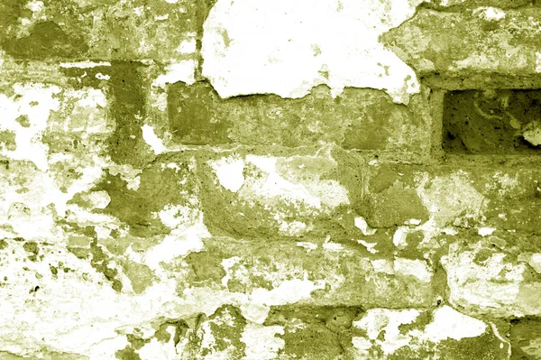 노란색 톤의 오래된 지저분한 벽돌 벽 텍스처. — 스톡 사진