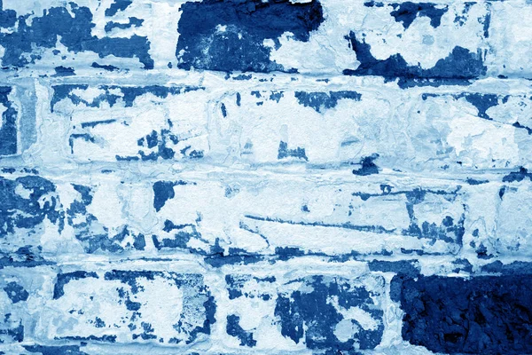 Old grungy brick wall texture in navy blue tone. — Stock Photo, Image