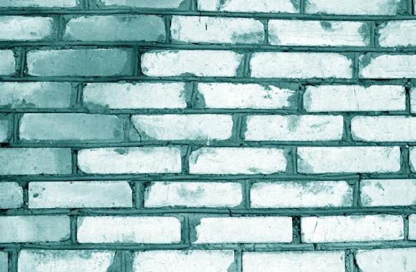 Textura de parede de tijolo grungy velho em tom ciano . — Fotografia de Stock