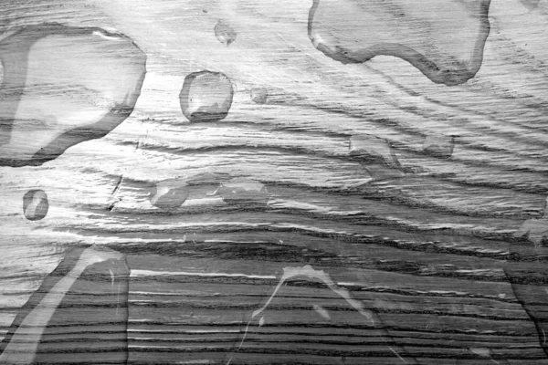 Waterdruppel Houten Ondergrond Zwart Wit Abstract Achtergrond Textuur Voor Design — Stockfoto