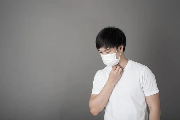 Portrait Man Surgical Mask Studio Health Care Concept — Stock Photo, Image