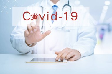 Doktor Coronavirus 'un tıbbi analitik verilerini (Covid-19), tıbbi teknoloji konseptini gösteriyor.