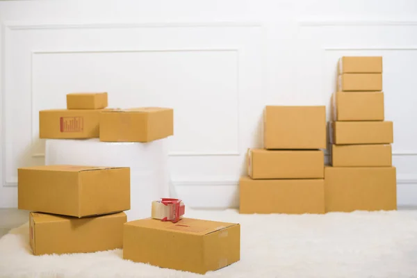 cardboard boxes in home  for shipping