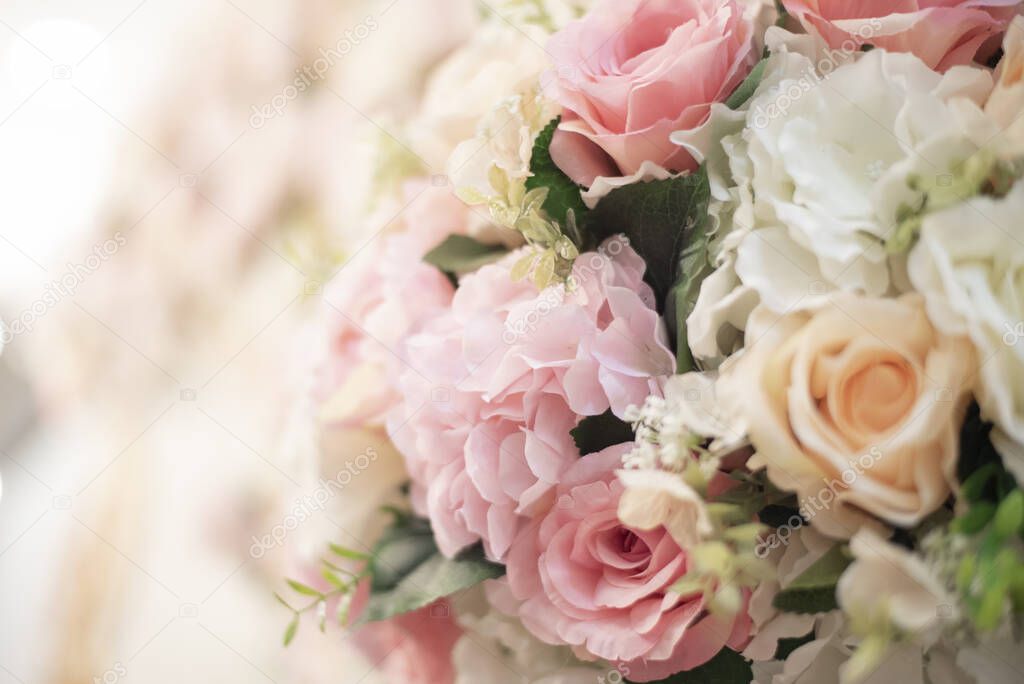 White wedding flower background and wedding decoration 