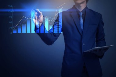 İş adamı çizim grafiğinin yakın plan resmi, konsept olarak iş stratejisi