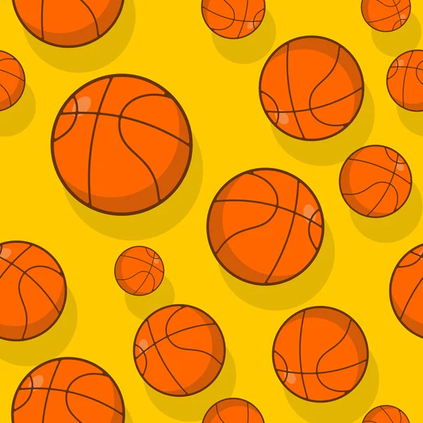 Basket sömlösa mönster. Sporttillbehör prydnad. Basketba — Stock vektor