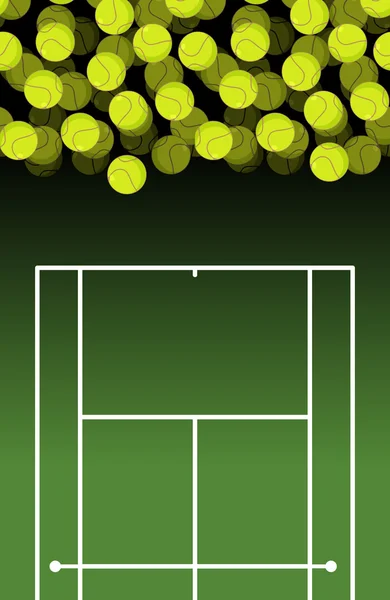  Tennis court and ball. Lot of balls. Tennis background. Sports