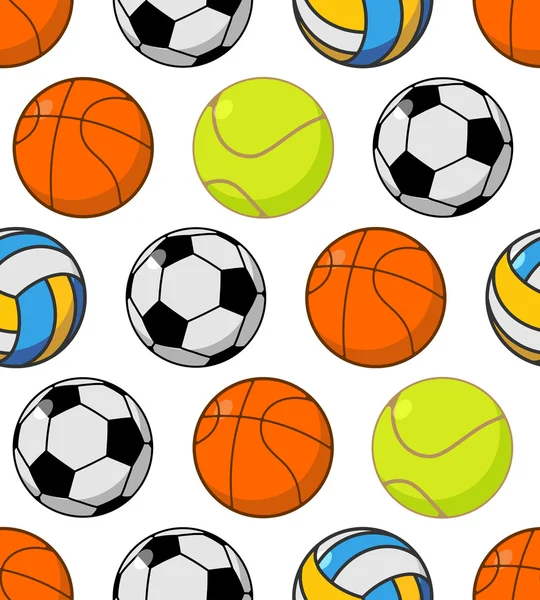 Sport Ball sömlösa mönster. Bollar prydnad. Basket och foo — Stock vektor